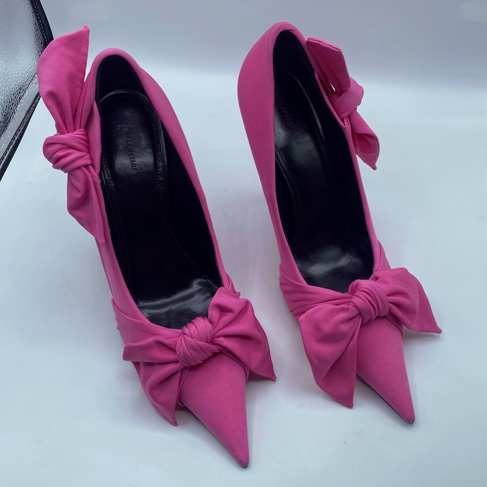 Balenciaga Knife Pointed Toe Knot Pink Pumps